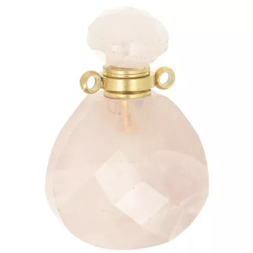 Colgante frasco de perfume gema 25x17 mm - Cuarzo Rosa x1