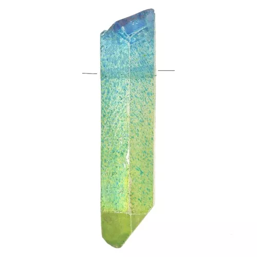 Colgante Punta de Cuarzo Tintado 15 - 25 mm - Tie and Dye - Azul - Verde x1