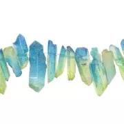 Colgante Punta de Cuarzo Tintado 15 - 25 mm - Tie and Dye - Azul - Verde x1