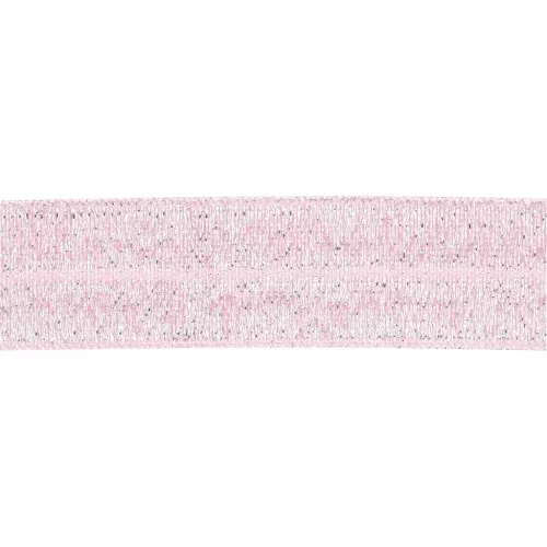 Cinta elástica plana 16 mm - Purpurina rosa claro x1m