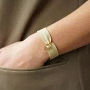 Cinta elástica plana 16 mm - Purpurina rosa claro x1m