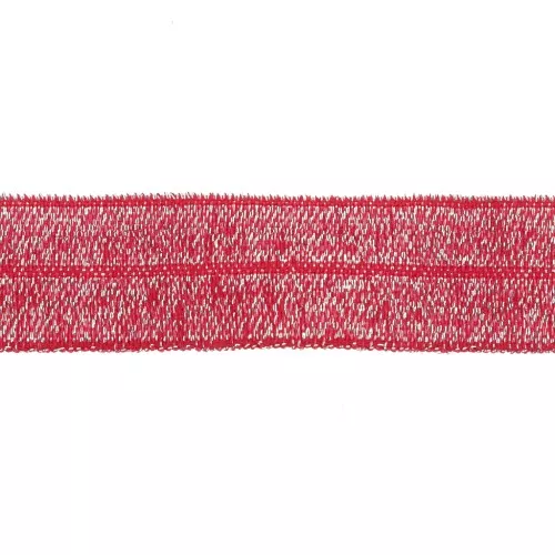 Cinta elástica plana 16 mm - Rojo purpurina x1m