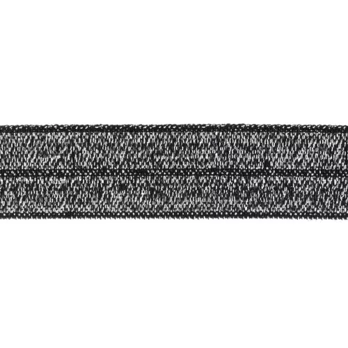 Cinta elástica plana 16 mm - Brillo negro x1m