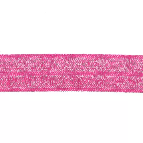 Cinta elástica plana 16 mm - Purpurina fucsia x1m