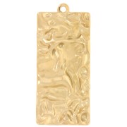 Colgantes rectangulares martillados con efecto plisado, 34,5 x 15 mm - Acero inoxidable 316 Dorado, 2 unidades