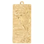 Colgantes rectangulares martillados con efecto plisado, 34,5 x 15 mm - Acero inoxidable 316 Dorado, 2 unidades