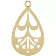 Colgante gota calada 20x12 mm - Acero inoxidable 316L Dorado x1