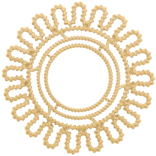 Colgante flor margarita 30 mm efecto trenzado - Acero inoxidable 316L dorado x1