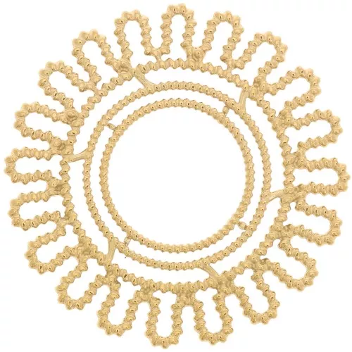 Colgante flor margarita 30 mm efecto trenzado - Acero inoxidable 316L dorado x1