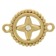 Entrepieza redonda de 10 mm - motivo estrella con strass - Acero inoxidable 304L Dorado x1