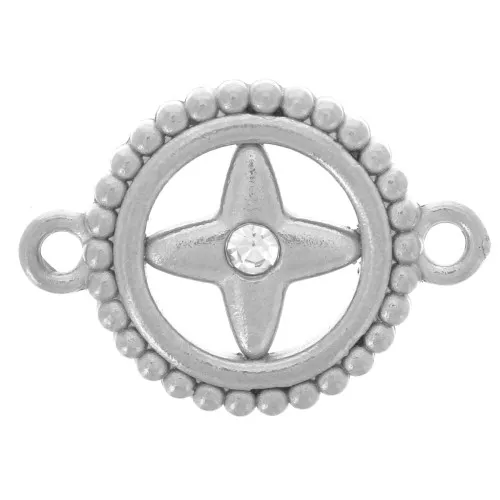 Entrepieza redonda de 10 mm - motivo estrella con strass - acero inoxidable 304L x1