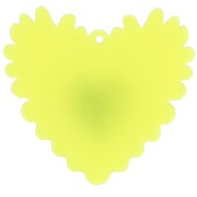 Colgante acrílico corazón en relieve 37x39 mm - Amarillo fluorescente - Purpurina verde x1
