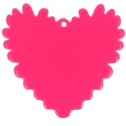 Colgante acrílico corazón en relieve 37x39 mm - Rosa fluorescente - Dorado purpurina x1