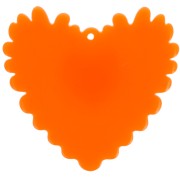 Colgante acrílico corazón en relieve 37x39 mm - Naranja fluorescente - Purpurina violeta
