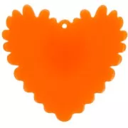 Colgante acrílico corazón en relieve 37x39 mm - Naranja fluorescente - Purpurina violeta