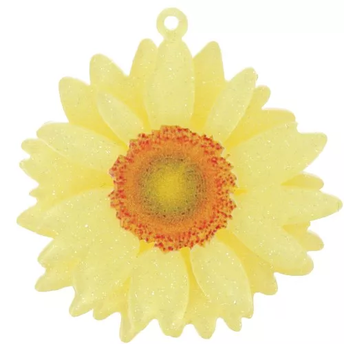 Colgante flor margarita acrílico 3D 41 mm - Brillo amarillo claro x1