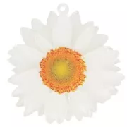 Colgante flor margarita acrílico 3D 41 mm - Brillo blanco x1