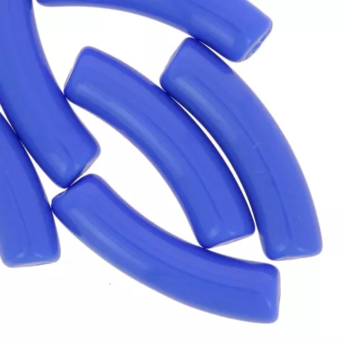 Perlas de tubo curvado 32x8 mm en acrílico opaco - Azul celeste x6