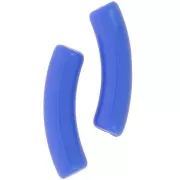 Cuentas tubulares curvadas de acrílico opaco 32x8 mm - Azul celeste x6
