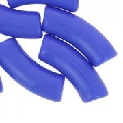 Cuentas tubulares curvadas de acrílico opaco 35x11 mm - Azul celeste x6