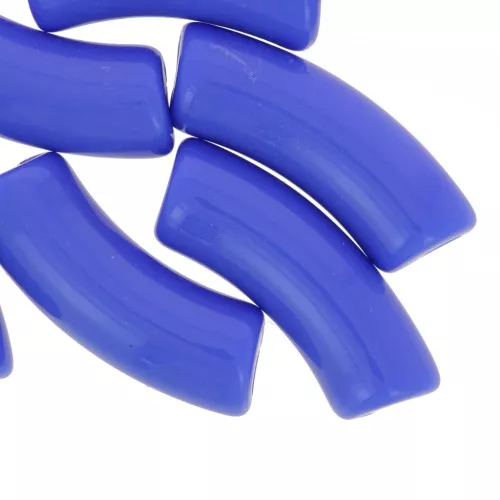 Cuentas tubo curvadas 35x11 mm en acrílico opaco - Azul celeste x6
