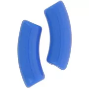 Cuentas tubulares curvadas de acrílico opaco 35x11 mm - Azul celeste x6