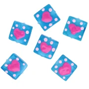 Cuenta de cristal cuadrada 15x15 mm - Corazón - Azul - Rosa x1