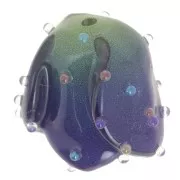 Cuenta flor tulipán 15x12 mm con bolitas aleatorias - Azul oscuro x1