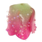 Cuenta flor tulipán 13x12 mm con bolitas aleatorias - Rosa Oscuro x1