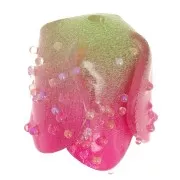 Cuenta flor tulipán 13x12 mm con bolitas aleatorias - Rosa Oscuro x1