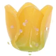 Cuenta flor tulipán 14x11 mm con bolitas aleatorias - Naranja x1