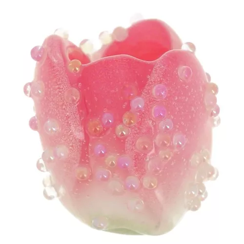 Cuenta flor tulipán 14x13 mm con bolitas aleatorias - Rosa x1