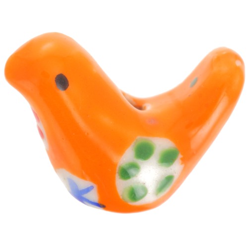 Cuenta de cerámica pájaro 13,5x19,5 mm - Naranja x1