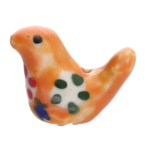 Cuenta de cerámica pájaro 13,5x19,5 mm - Naranja x1