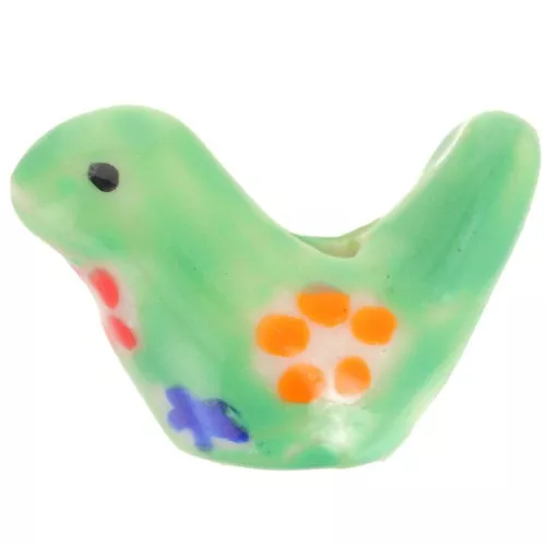 Cuenta de cerámica pájaro 13,5x19,5 mm - Verde x1