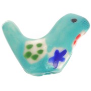 Cuenta con forma de pájaro de 13,5 x 19,5 mm de cerámica - Turquesa x1