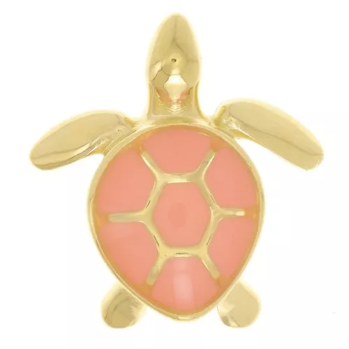 Dije de tortuga 16x15 mm con resina epoxi - Dorado con oro fino - Coral x1