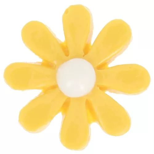 Cabujón flor resina 16 mm - Amarillo oscuro - Blanco x1