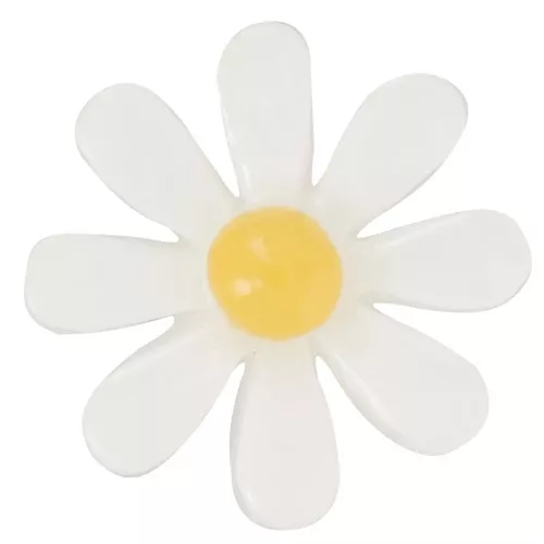 Cabujón flor resina 16 mm - Blanco - Amarillo x1