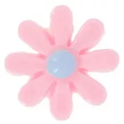 Cabujón flor resina 16 mm - Rosa claro - Azul cielo x1
