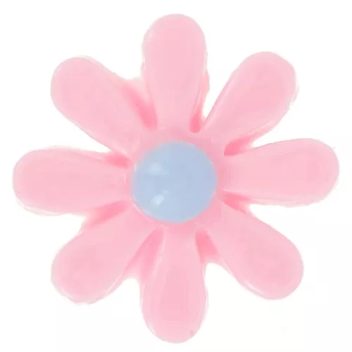 Cabujón flor resina 16 mm - Rosa claro - Azul cielo x1