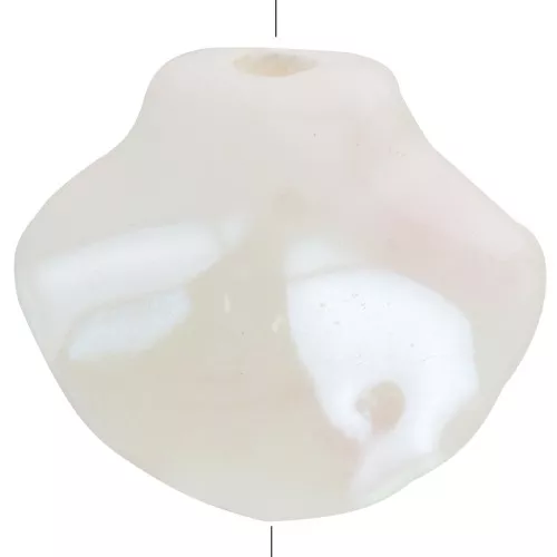 Cuentas de cerámica 12x13,5 mm - Blanco iridiscente - Rosa claro moteado x4