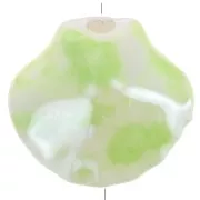 Cuentas de cerámica 12x13,5 mm - Blanco iridiscente - Verde claro jaspeado x4