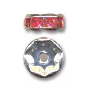 Perla rondel Strass 6 mm plateado/Padparadscha x4