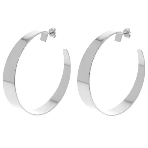 Pendientes de aro de 57 mm de ancho - Plateado fino x2