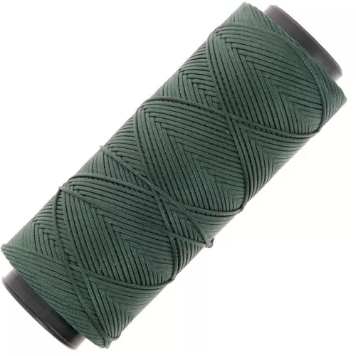 Hilo plano de poliéster encerado - Slam Cord para micro macramé 1 mm - Verde oscuro x100m