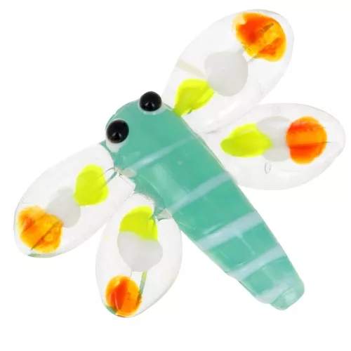 Cuenta libélula 27x37 mm - Verde agua - Naranja x1