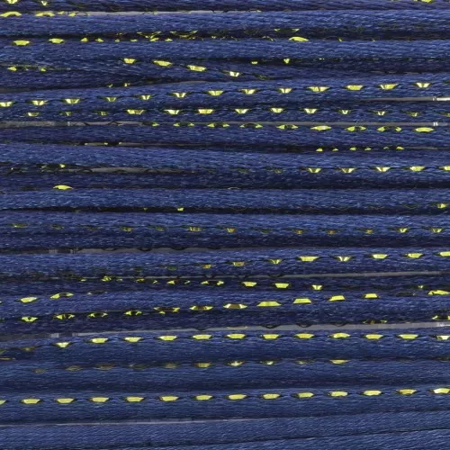 Cuerda de cola de rata de nylon de 1,8 mm con hilo metálico - Azul oscuro - Dorado x3m