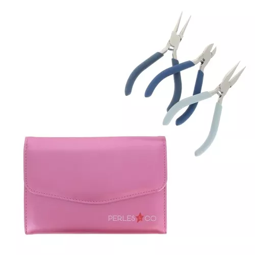 Kit de 3 pinzas dentro una carpeta de Transporte Perles & Co Rosa x1