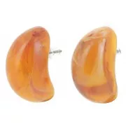 Pendientes gota resina translúcida 28x16 mm - Albaricoque jaspeado x2